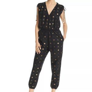 Joie Nadezhda black jumpsuit with gold brocade work Size L